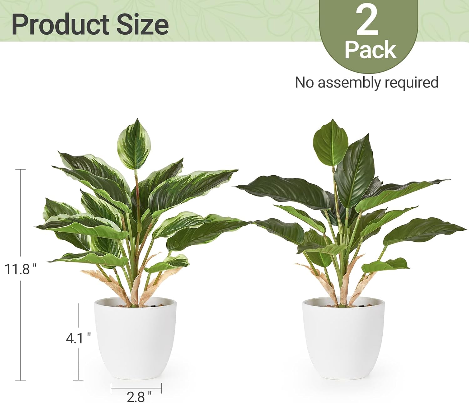 11" Potted Artificial Plants / Green / Set of 2
