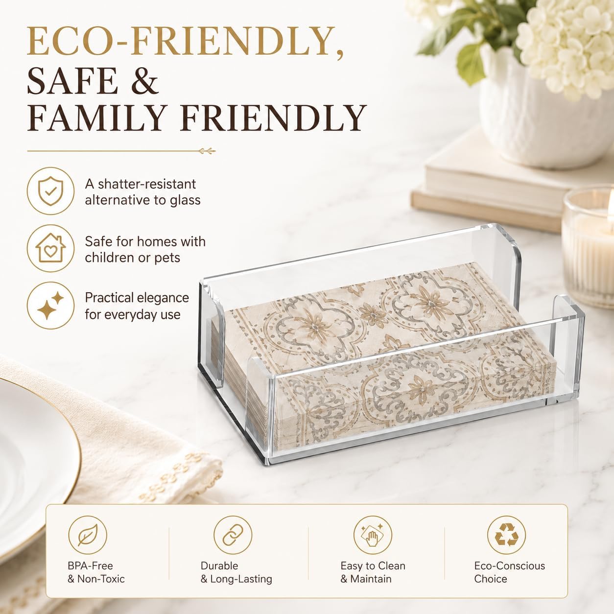 Acrylic Napkin Holder / Clear / Vertical