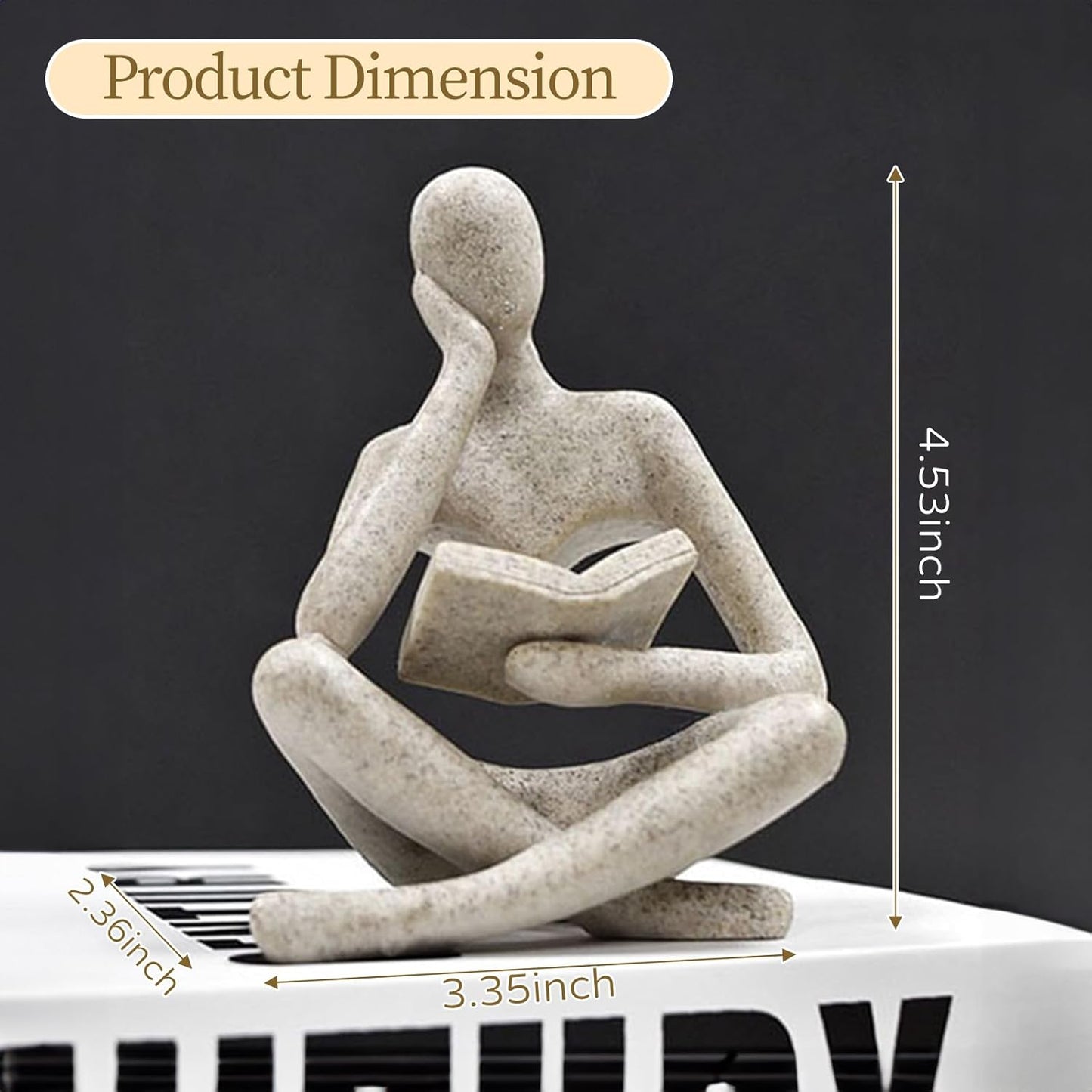 Bookshelf Decor Thinker Statue / Beige