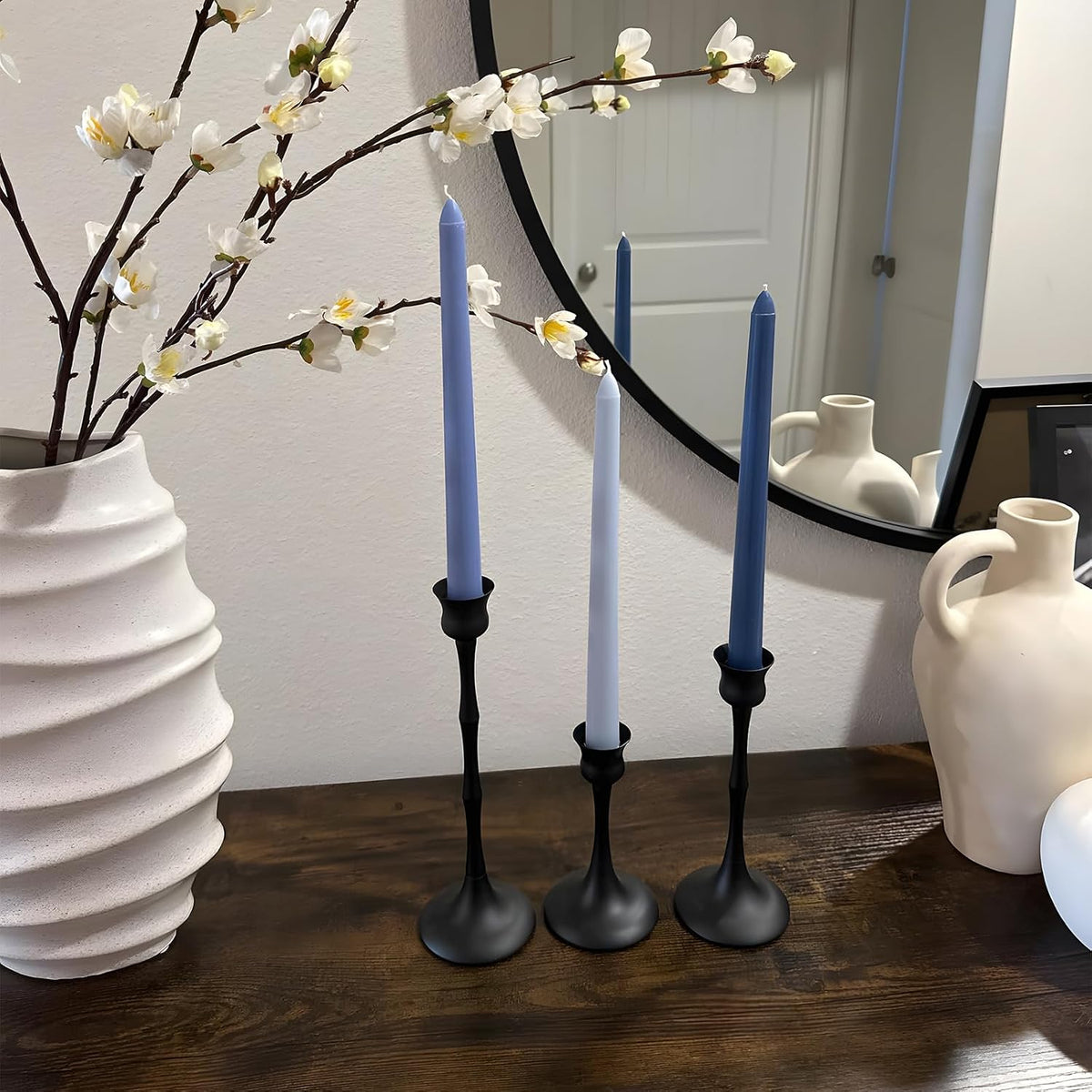 Vintage Metal Candlestick Holders, Set of 6 Black Candle Holders for Candlesticks Antique Taper Candle Stand Candle