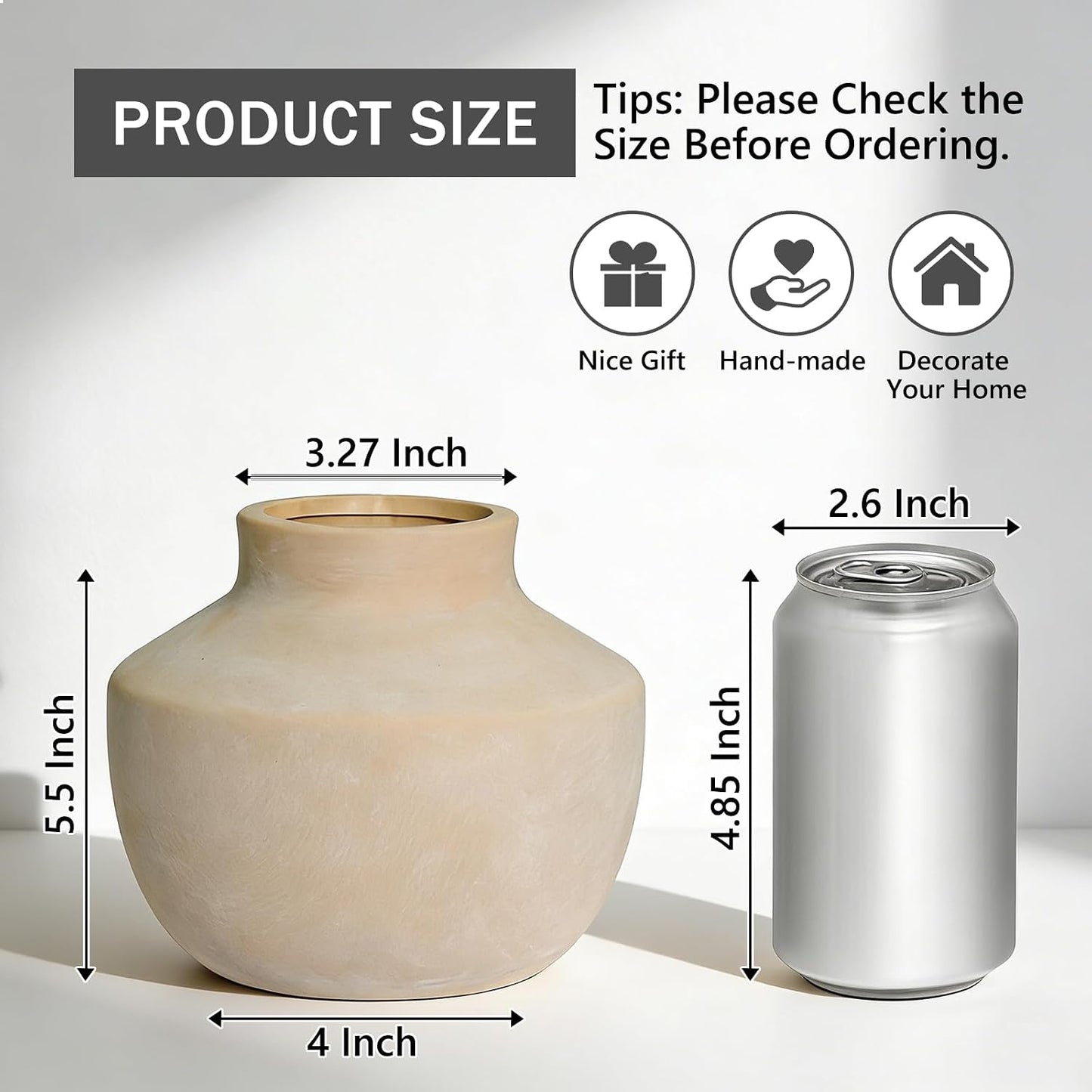 Ceramic Flower Vase / 5.5"h-off White / 5.5 Inch