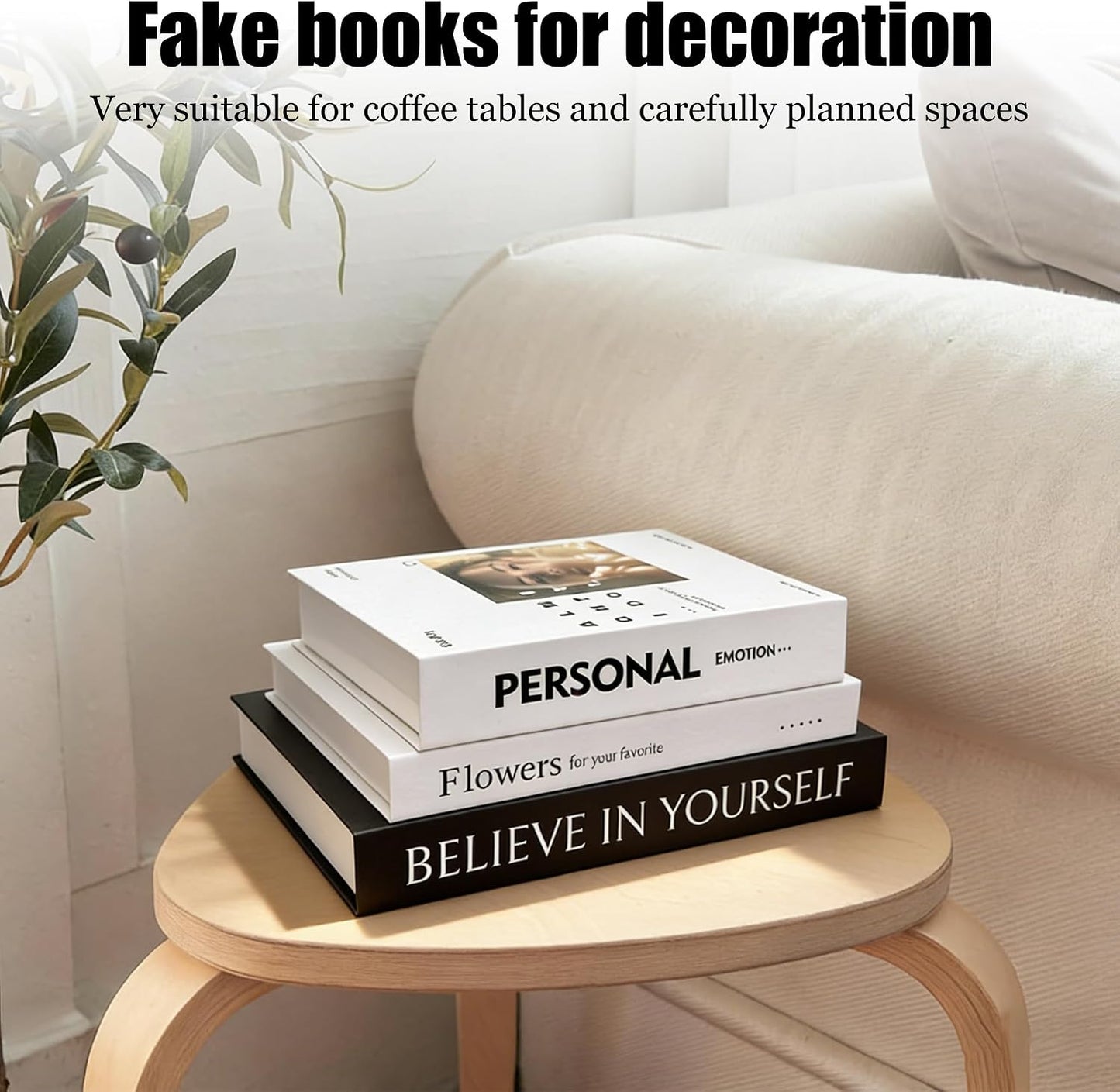 Decoration Books / White Simple Style Books Suitable / Black / Set of 3