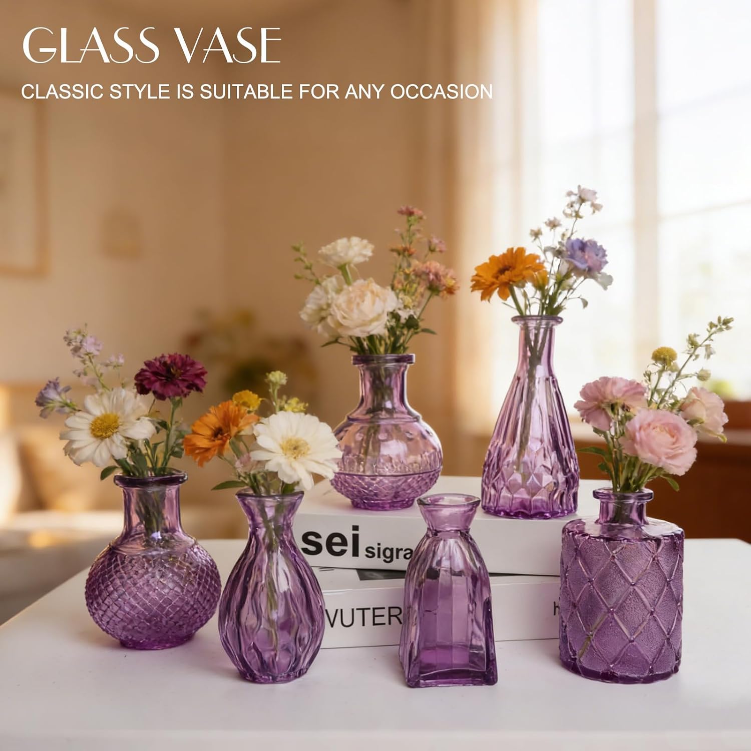 Glass Vase / Petal Petite Middle Glass Bud Vase / Purple / Set of 12