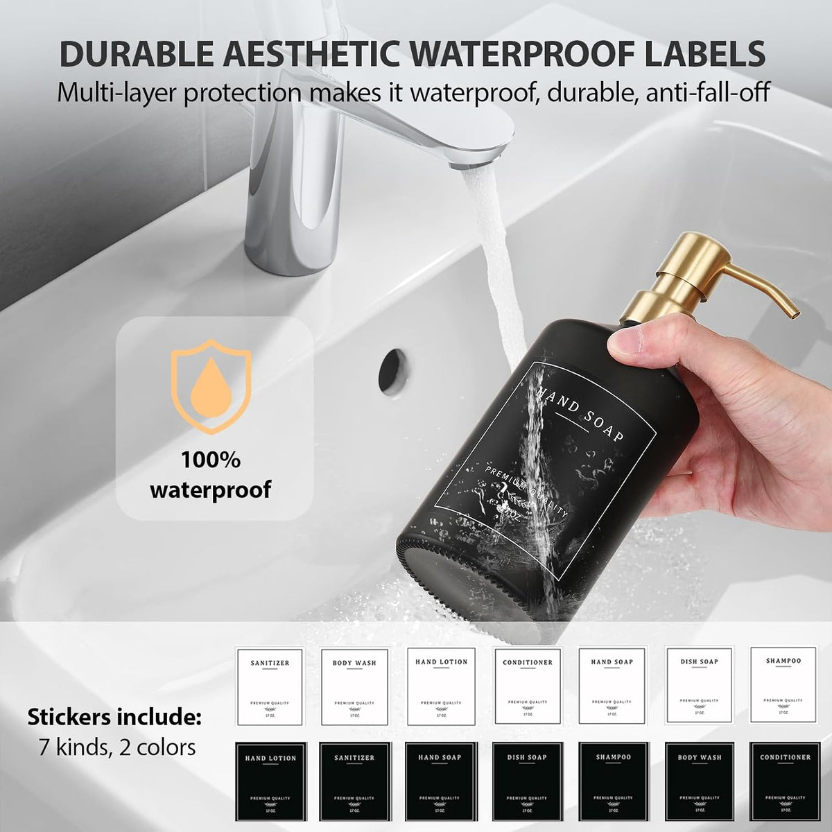 Black Glass Kitchen Hand and Dish Soap Dispenser Set, Bathroom Soap Dispenser Set with Tray and Stainless Steel Pump