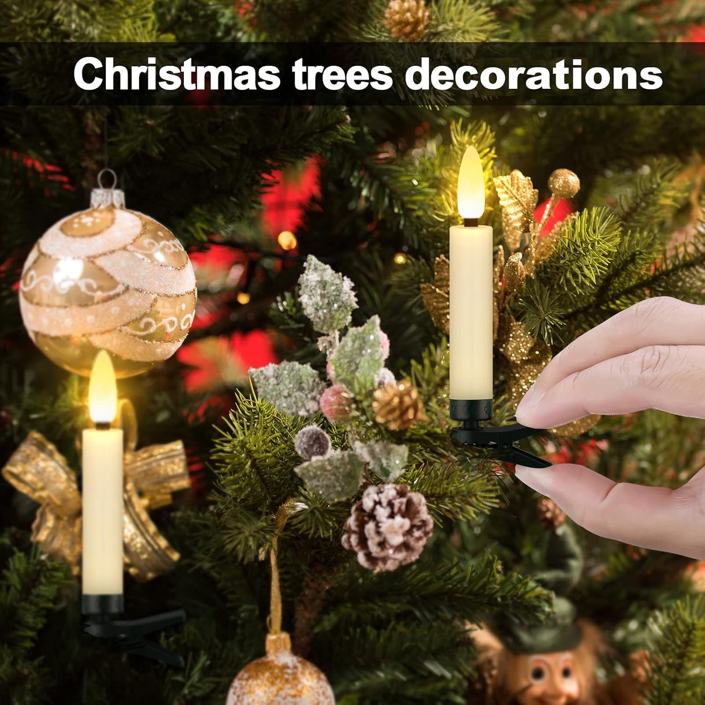 Daord 20 PCS Flameless LED Taper Candles Flickering Flame Battery Operated with Remote & Timer Warm White Christmas