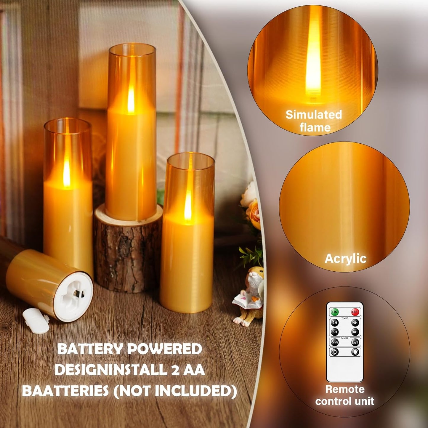 kakoya Flameless LED Candles Upgraded Realistic Flickering Flame,7Pcs Battery Operated Candles with Remote Timers,LED