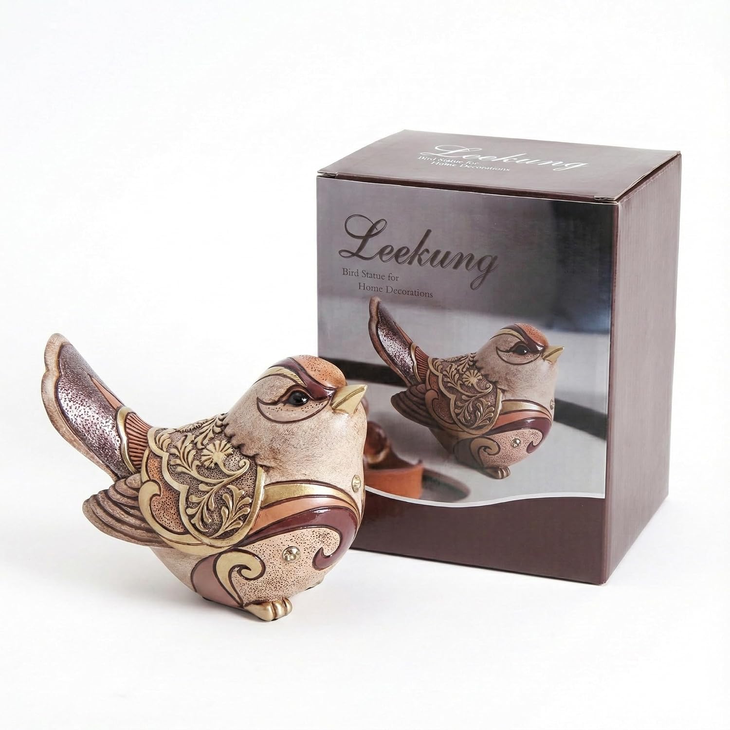 Bird Figurines / Bird Statue Sculpture / Brown