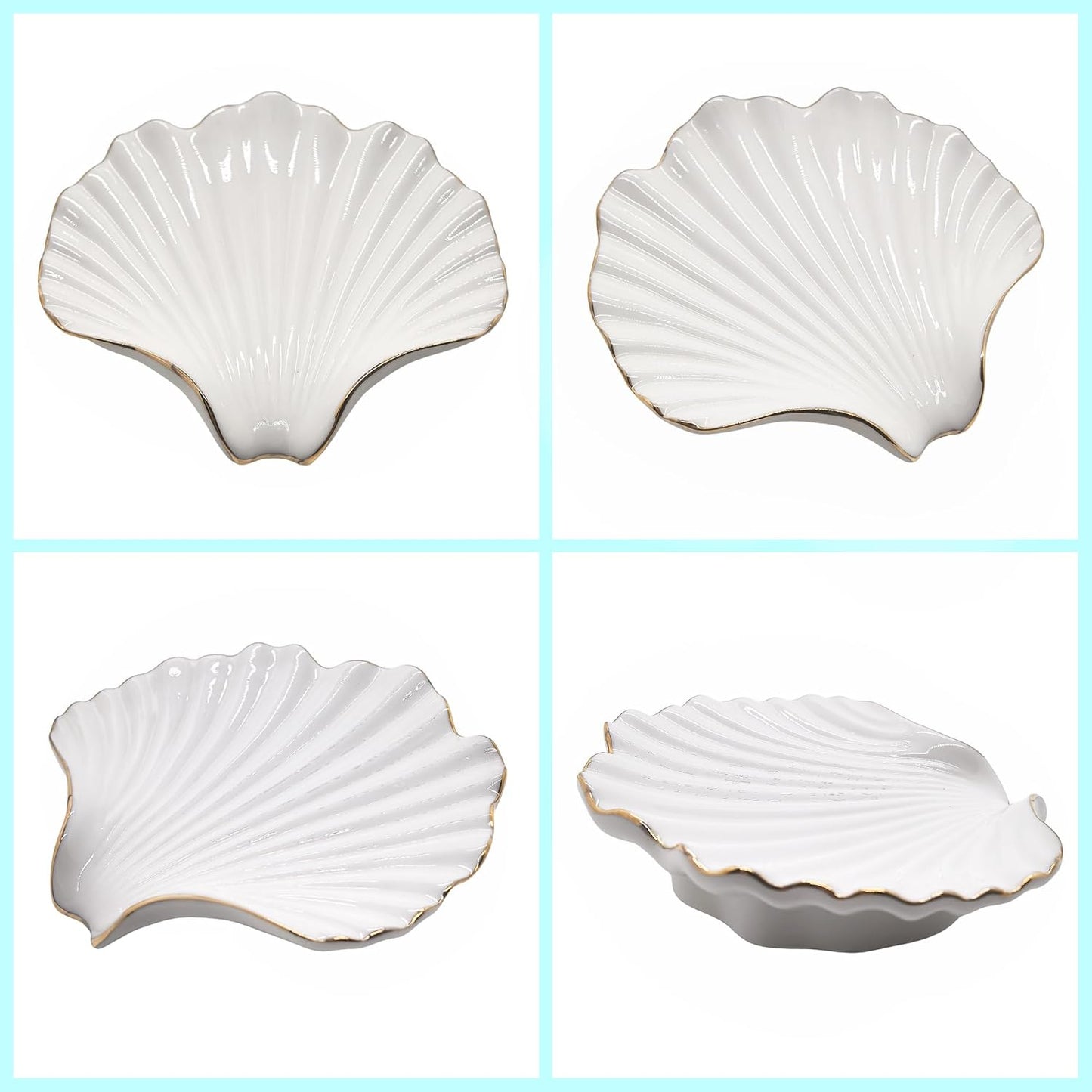 Ceramic Soap Dish Self-Draining Lotus Leaf Soap Holder Soap Saver / Shell White