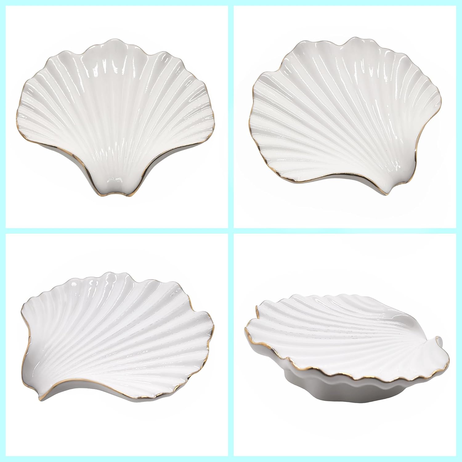 Ceramic Soap Dish Self-Draining Lotus Leaf Soap Holder Soap Saver / Shell White