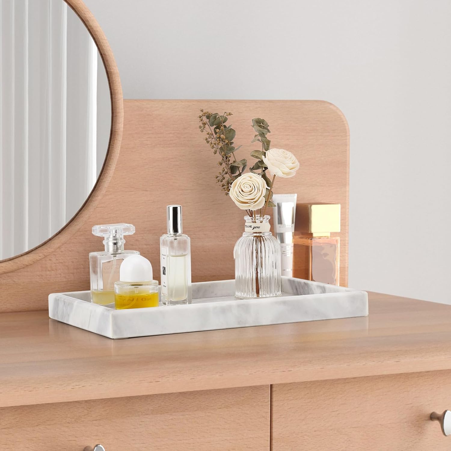 Real Natural Marble Tray / White / 12 x 8 x 1.2