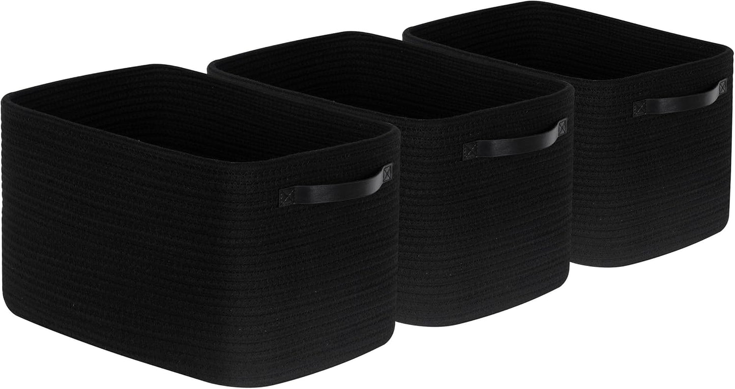 Woven Baskets for Storage / Black / Black / Set of 3