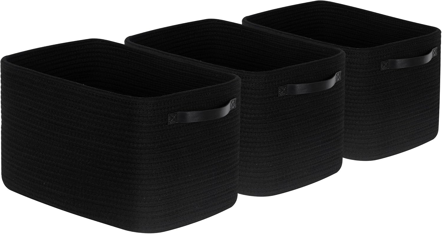 Woven Baskets for Storage / Black / Black / Set of 3
