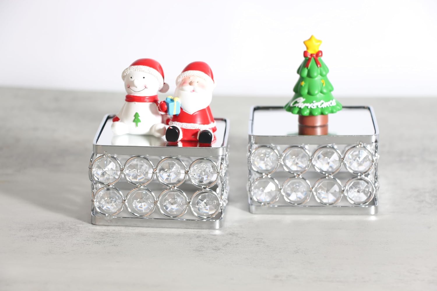 Crystal Jewelry Display Stand Riser / Silver / Set of 2