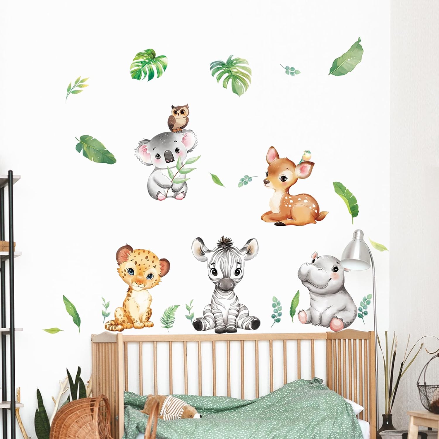 Jungle Animals Wall Stickers Cartoon Woodland Animal Wall Decals Zebra Forest / Horizontal-6 Animals