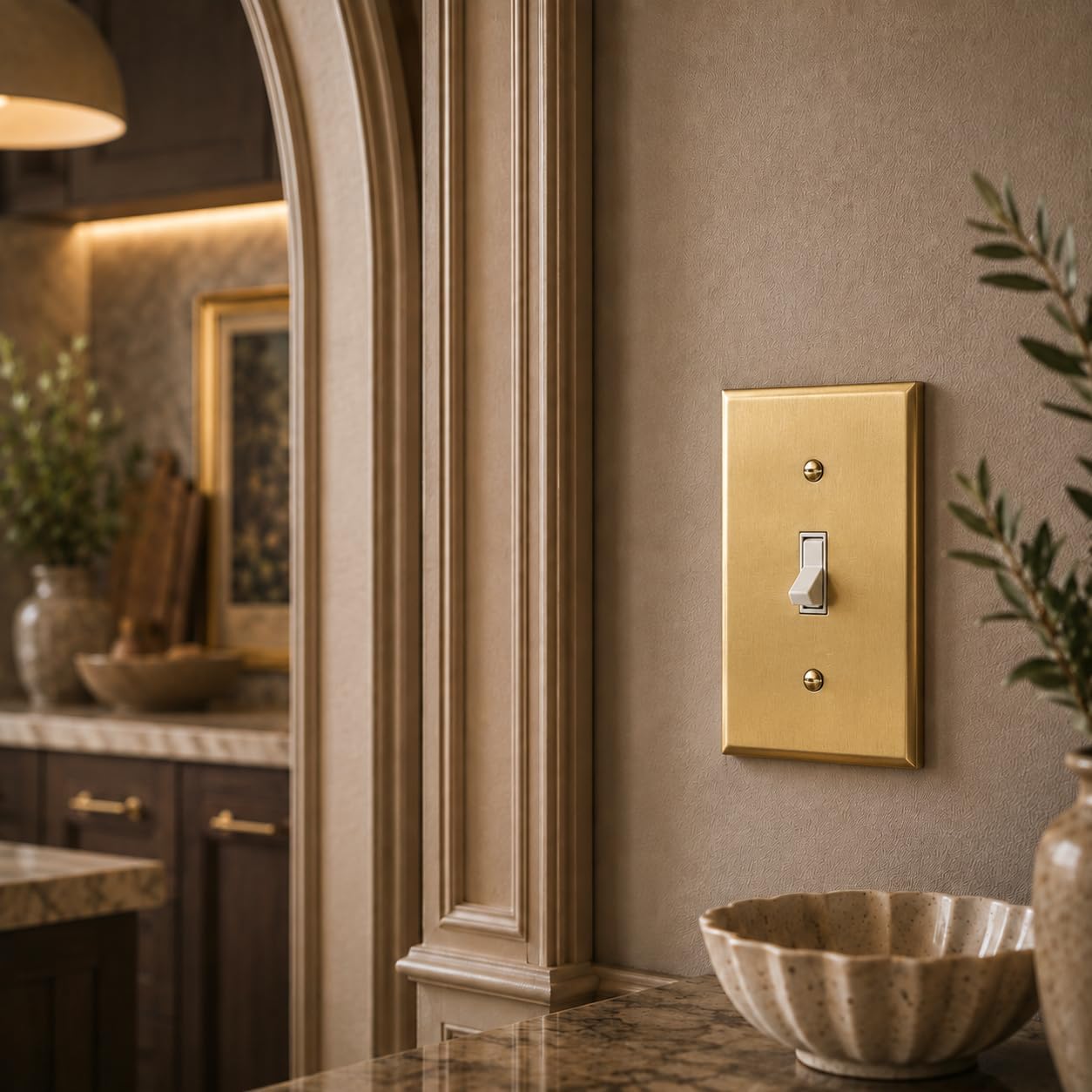 Rio Salto BRASS Gold Decorative Toggle Light Switch Cover Plate Flip Switch Plate Outlet Covers Wall Plates Brushed