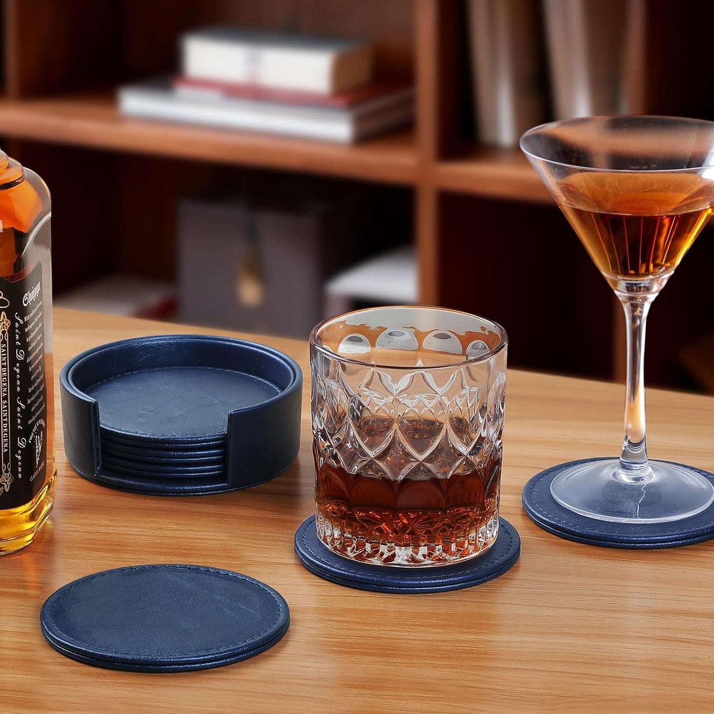 Holder / Modern-Style Drink Coasters / Blue / Set of 6