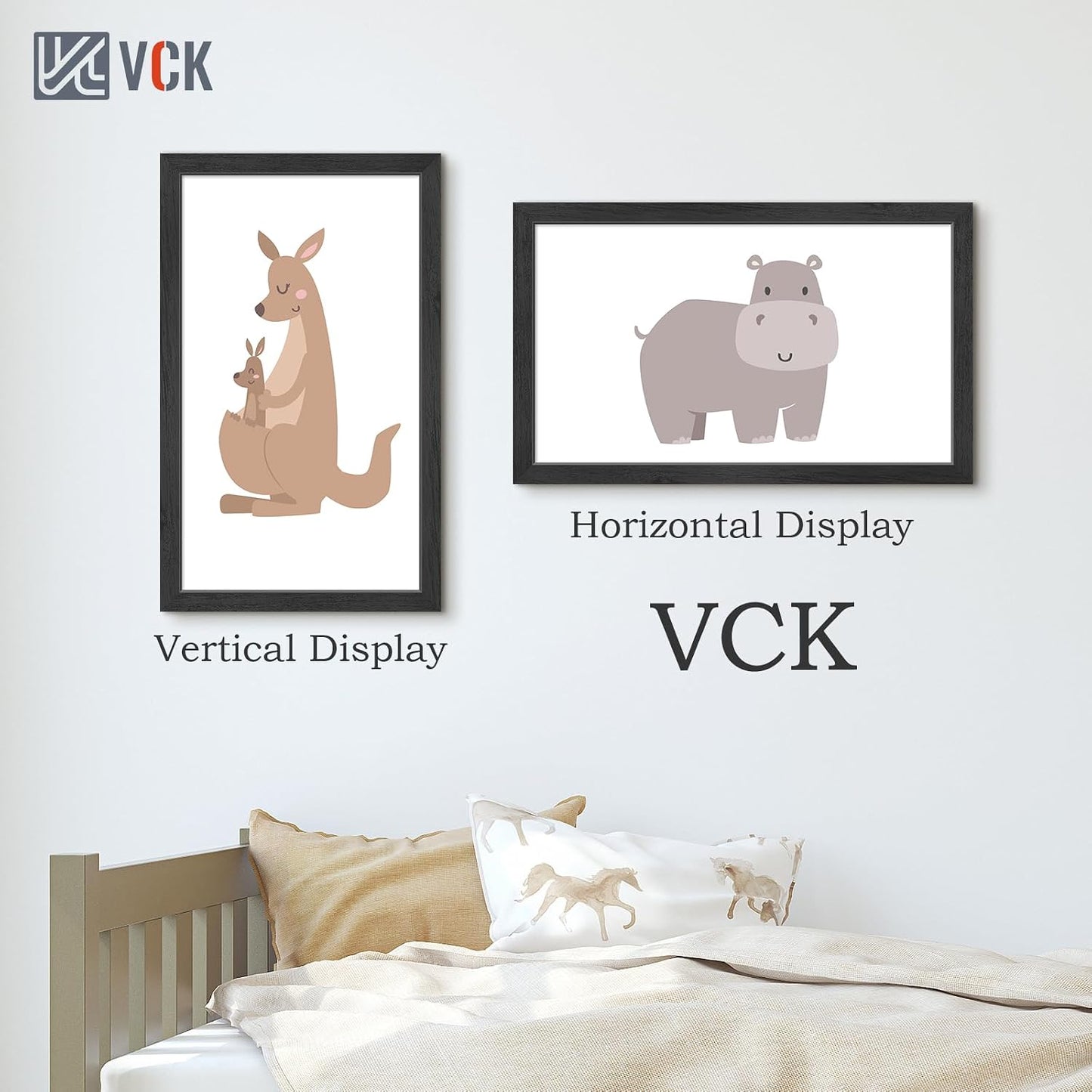 VCK 14x24 Picture Frames Set of 3, Black Woodgrain, Wall Hanging | Wide Border, Exclusive Woodgrain, Shatterproof