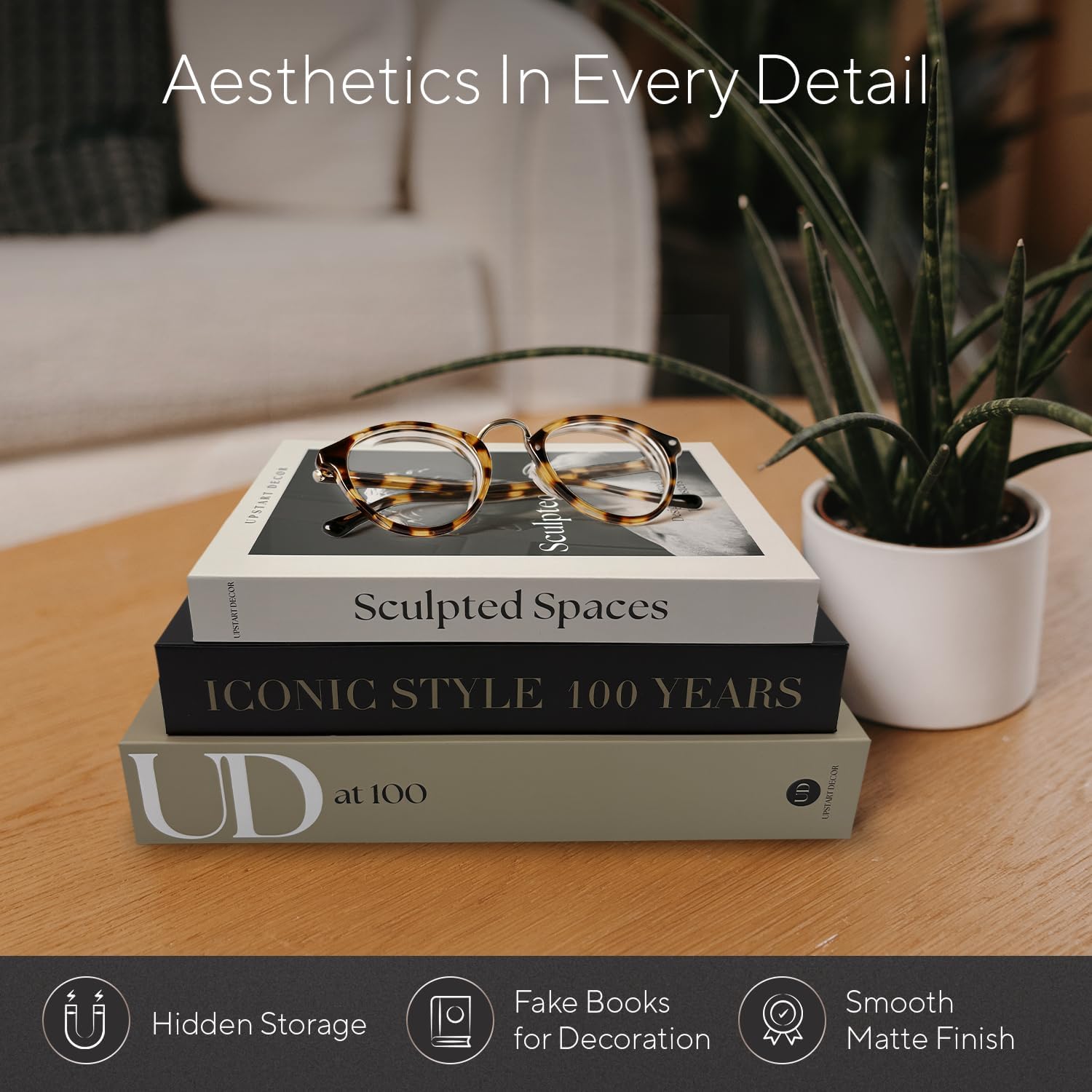 Aesthetic Decorative Books Designer Faux Books for Decoration to Enhance Mid Century / Set of 3