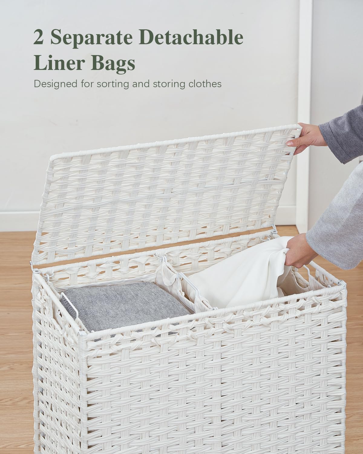 112 L Handwoven Rattan Wicker Laundry Basket / Cloud White / 112 L - 29.6 Gal