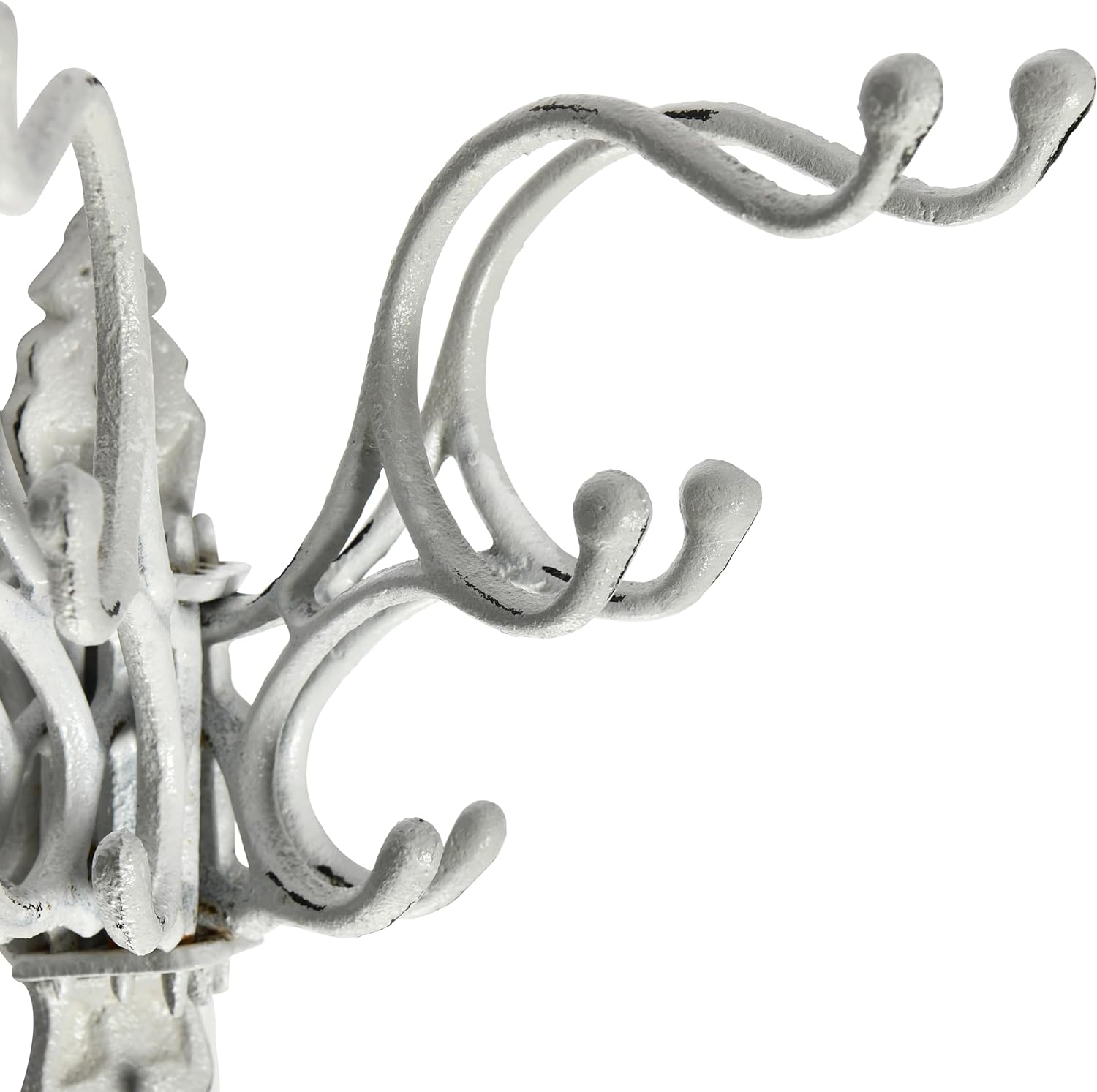 15 Hooks / Antique Decorative Cast Iron Multi Hook Wall Hanger / White