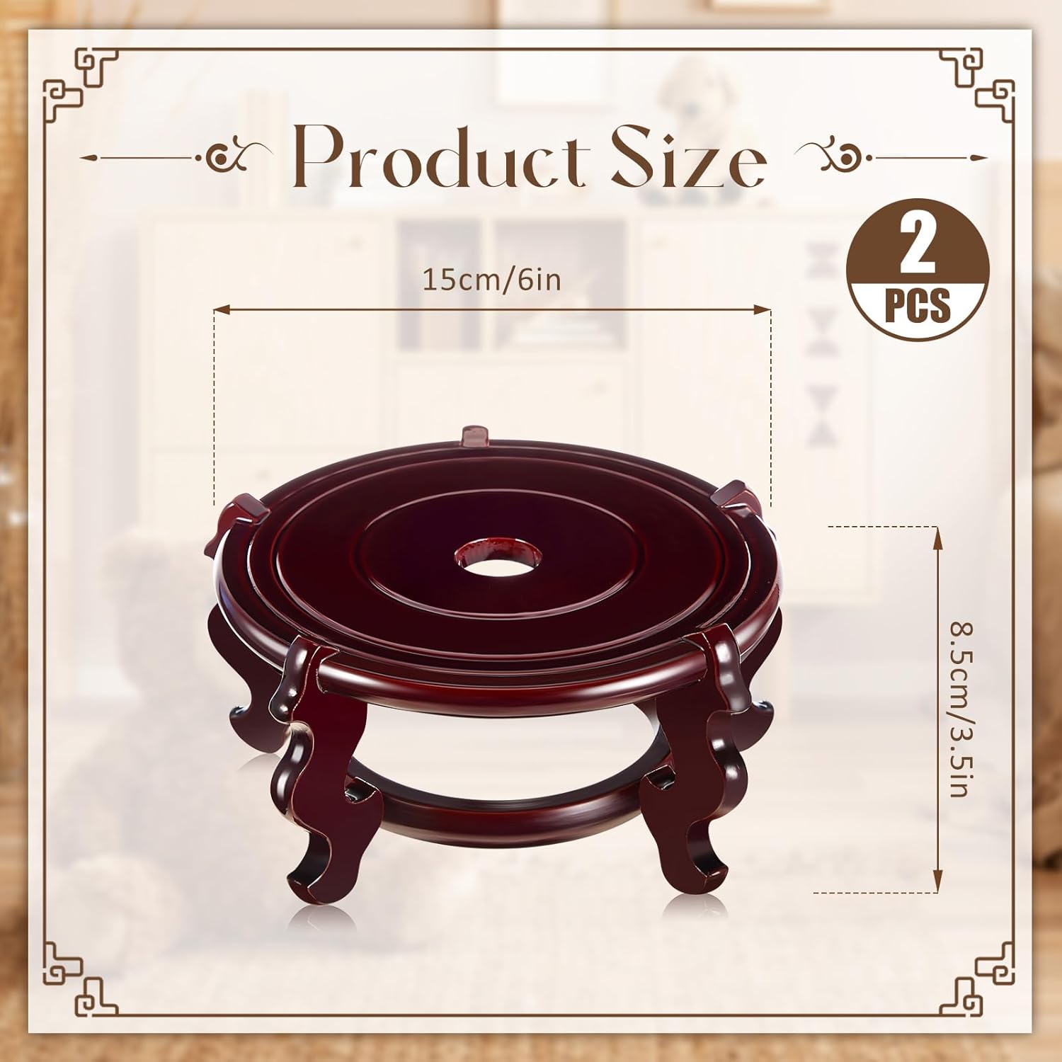 4 to in Wooden Plant Stands Indoor Chinese Oriental Plant Stand / 6 Inch / 12 Inch / Set of 2