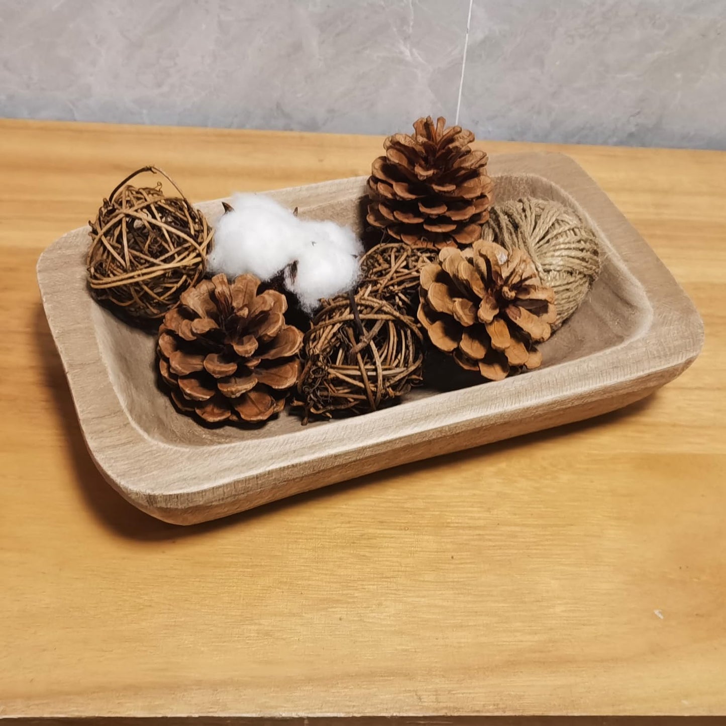 Wooden Dough Bowl Decor / 10inch Brown