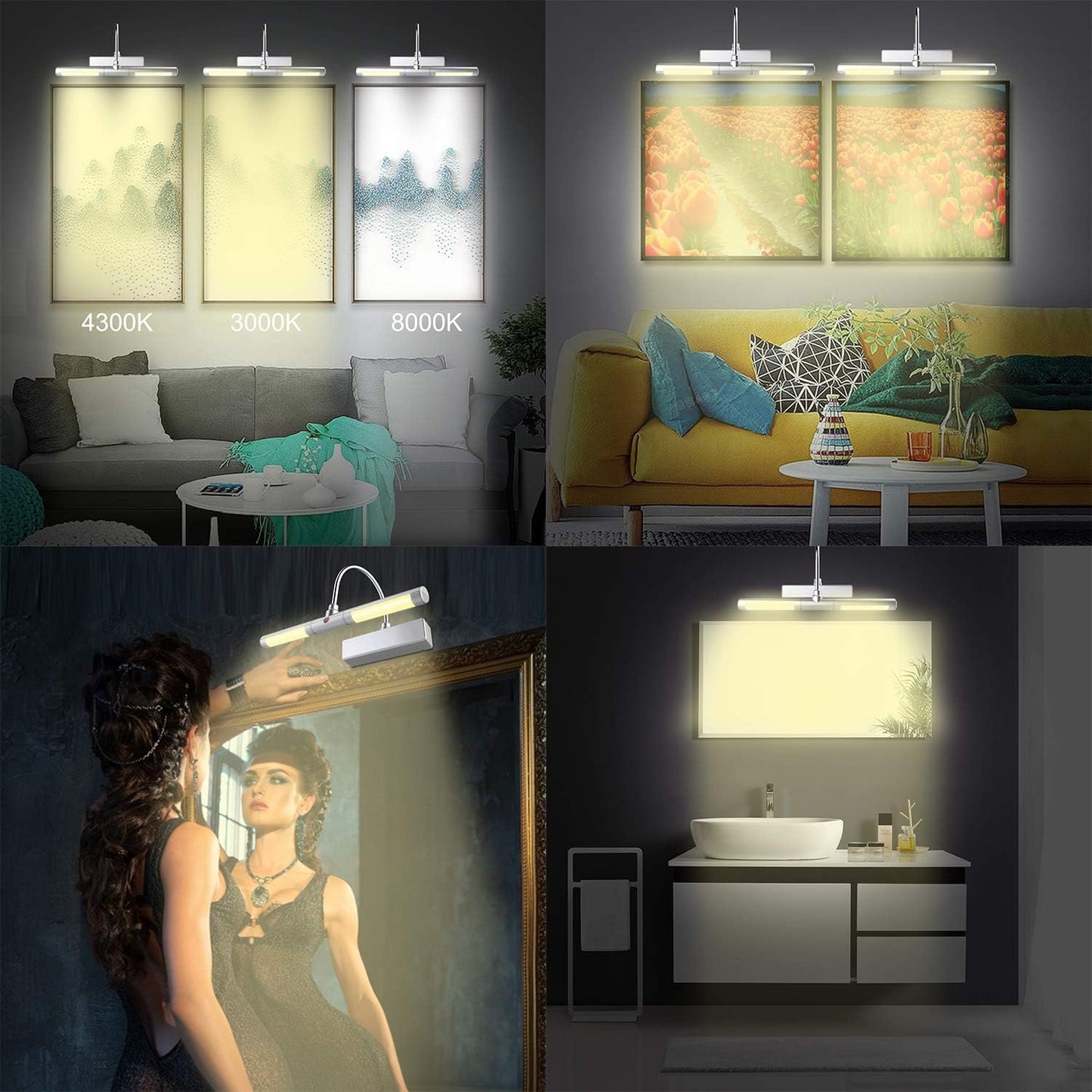 LUXSWAY Battery Powered Picture Light,Wireless Painting Lights with Remote,3 Modes Brightness Art Display Lights,8.9