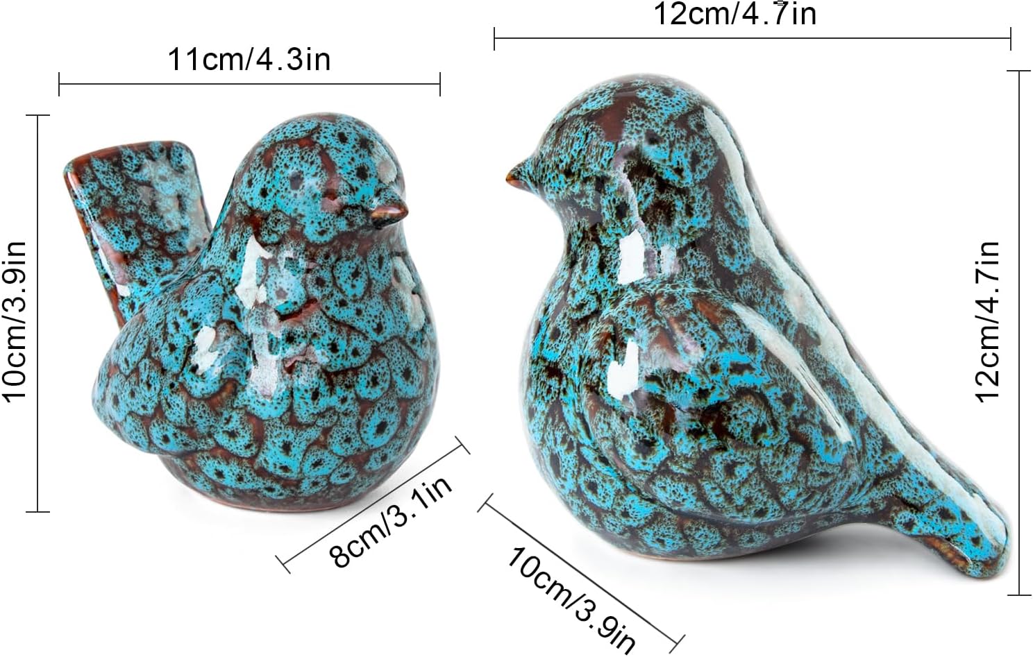 Modern Bird Figurines Decor / Blue