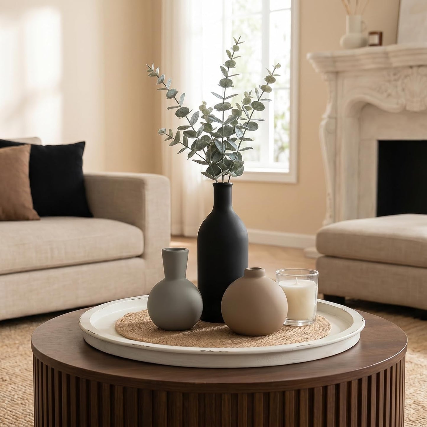 Ceramic Vase / Black Mix Set - Gray / Set of 3
