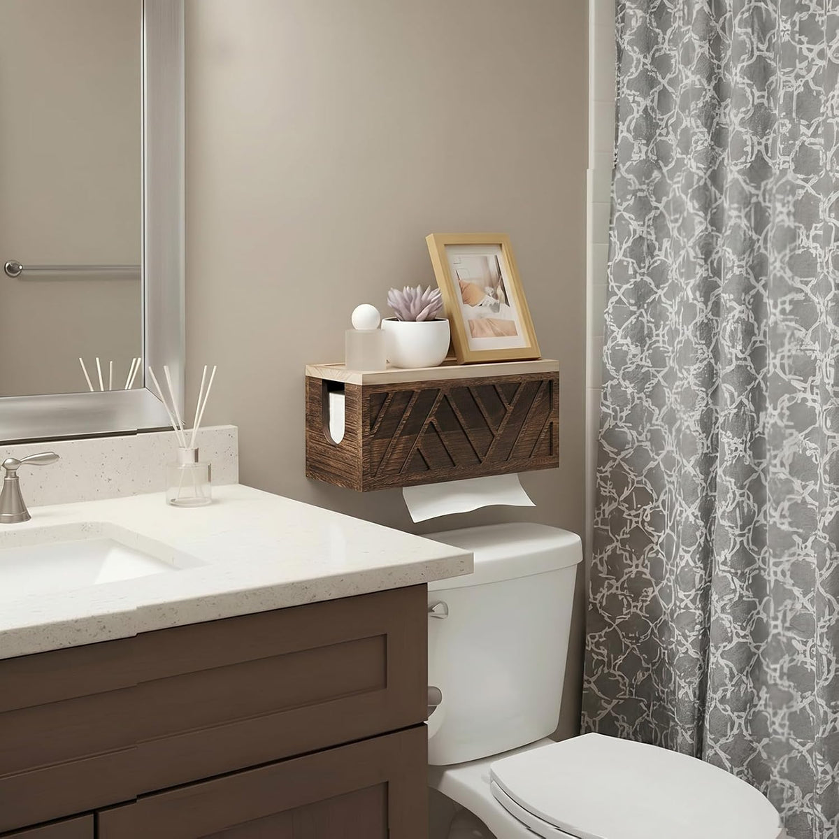 Paper Towel Dispenser Wall Mount Paper Towel Holder with Lid Solid Wood Commercial C-Fold, Z-Fold Hand Papers Towels