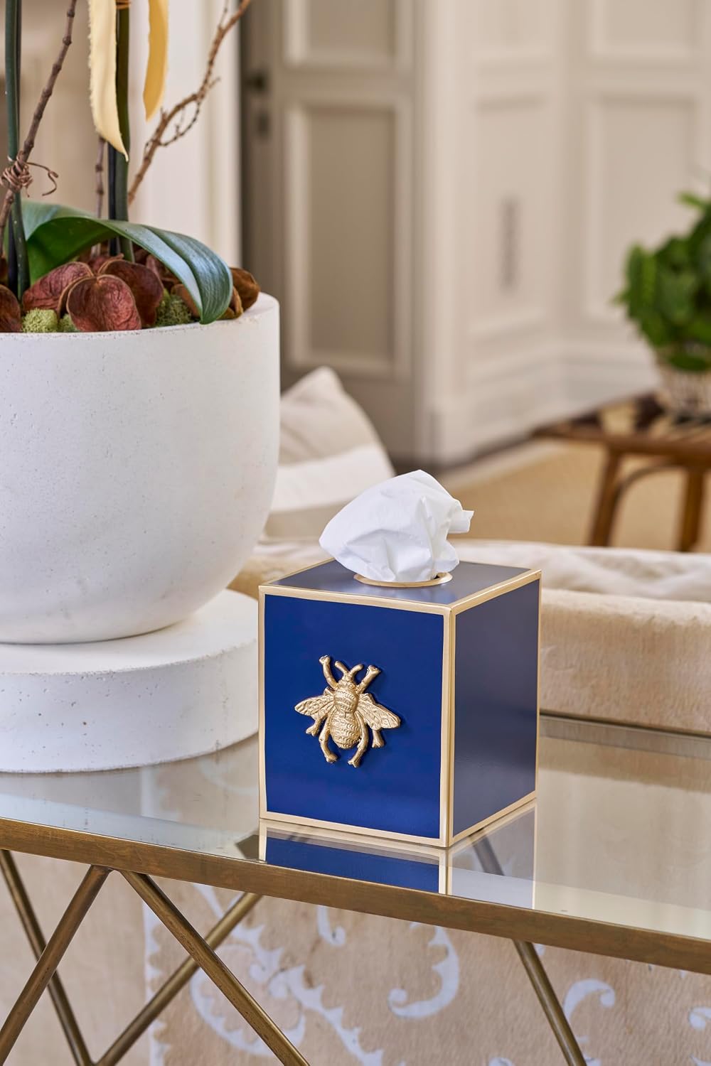 Decorative Tissue Box Holder / Navy Bee / Regency