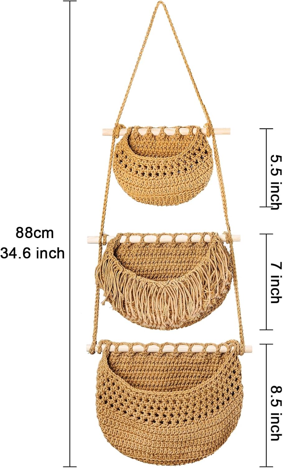 Wall Hanging Vegetable Fruit Baskets Cotton Woven Storage Baskets for Organizing