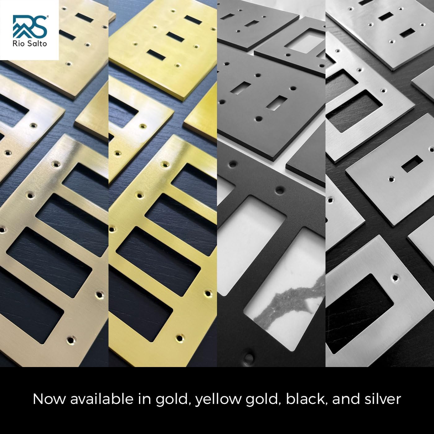 Rio Salto Modern Metal Vibrant Yellow Gold Double Decorator Wall Outlet Cover Light Switch Double Rocker Decorator Wall