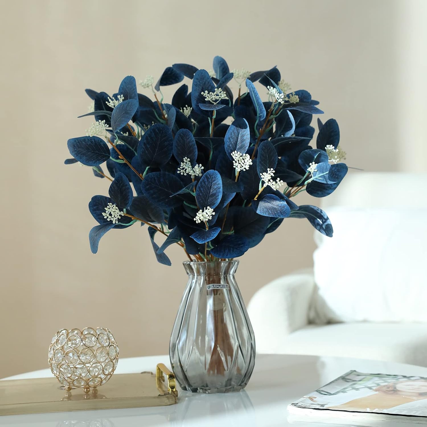 Greenery Plants Floral / Navy Blue / Set of 12