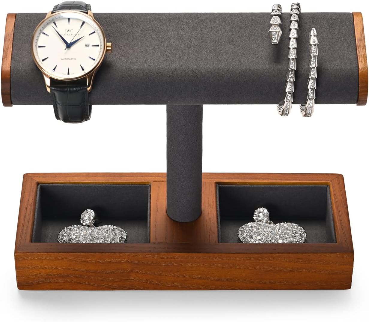 Oirlv Solid Wood Watch Stand,Watch Display Holder for Men(Grey) | Watch Organizer Gift for Husband/Father,Keep Watches
