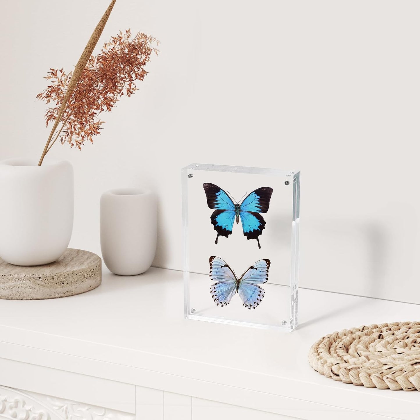 SYNTRIFIC 4x6 Acrylic Frames 6 Pack,10+10mm Thickness Acrylic Picture Frames,Freestanding Double Sided Magnetic Picture