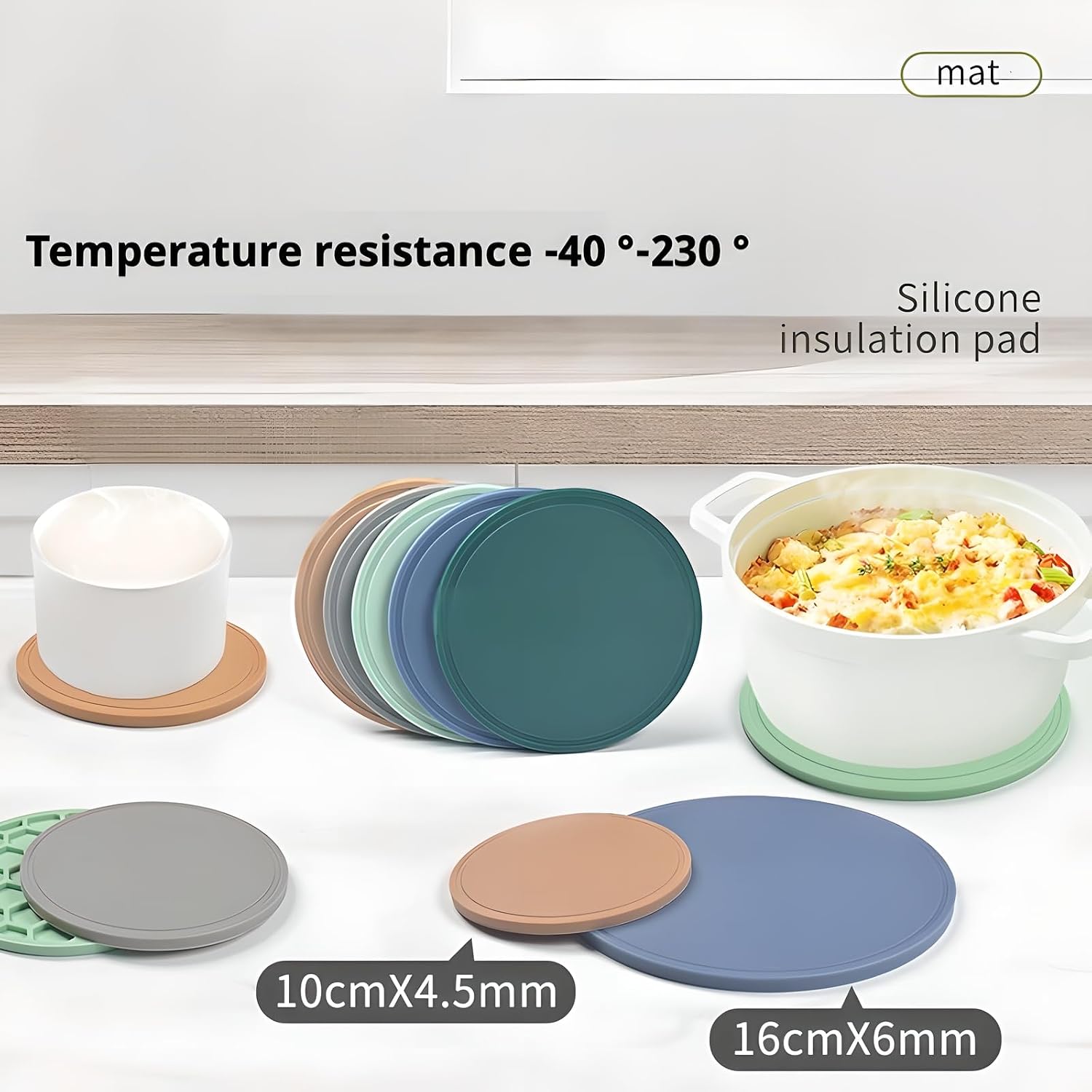 Holder / 5-Piece Silicone Coasters Set / Fog Blue / 3.9"*3.9"*0.18