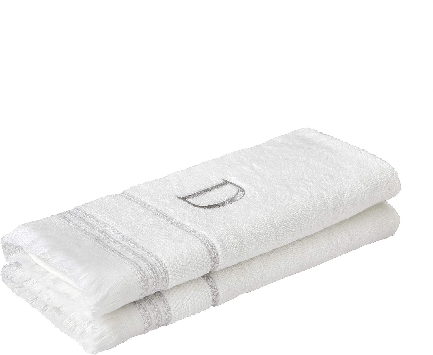 SKL Home Casual Monogram Hand Towel Set-2pc, Embroidered D, White | Available in letters A-Z. Personalized style for