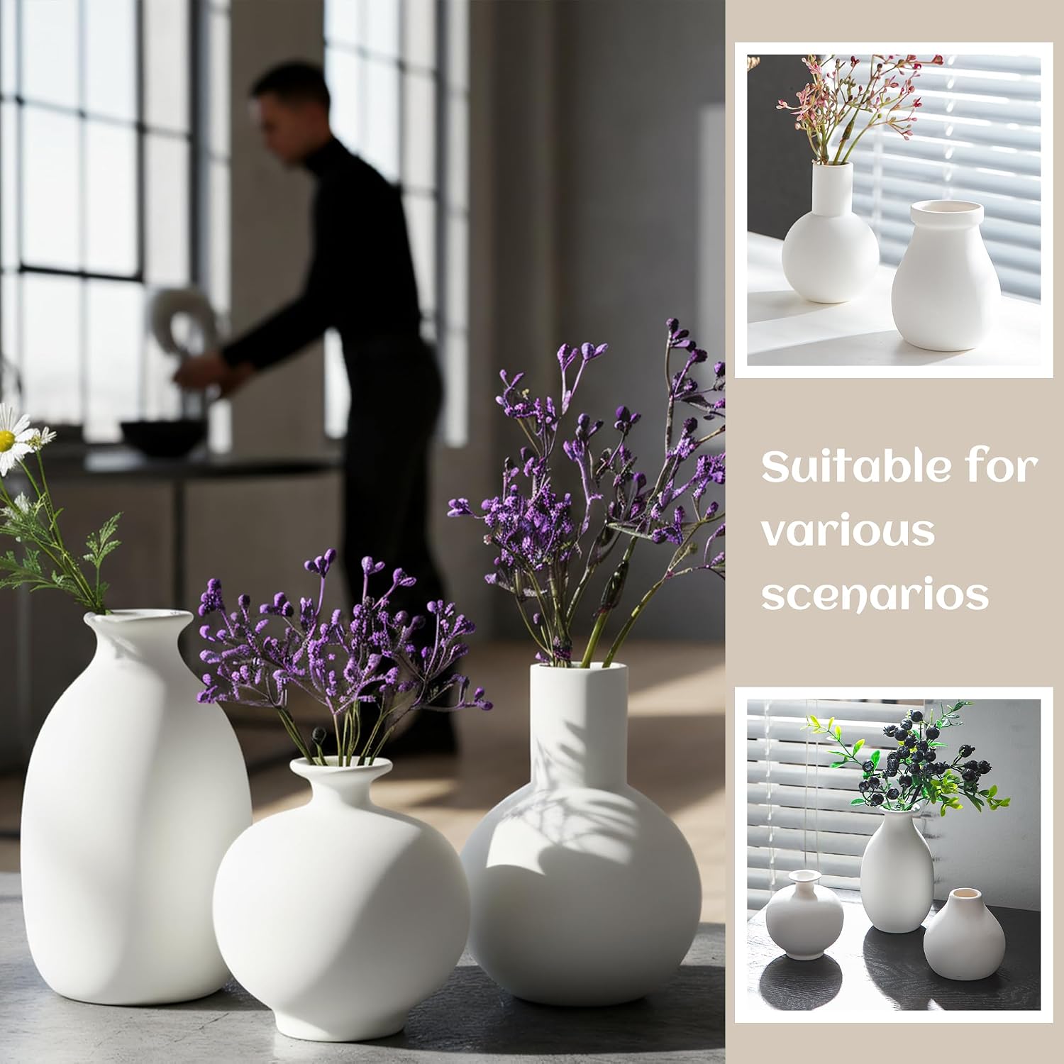 Small Ceramic Vase in Bulk / White Ceramic Vases / Set of 12