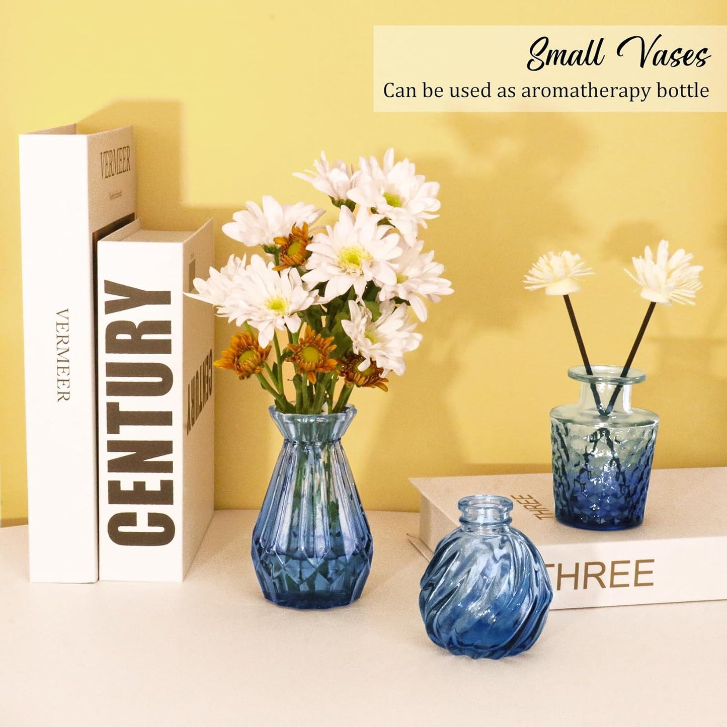 Bud Vases Set Small Vintage Glass Bottles Bud Vases in Bulk Multiple Shape Glass / Blue / Set of 36