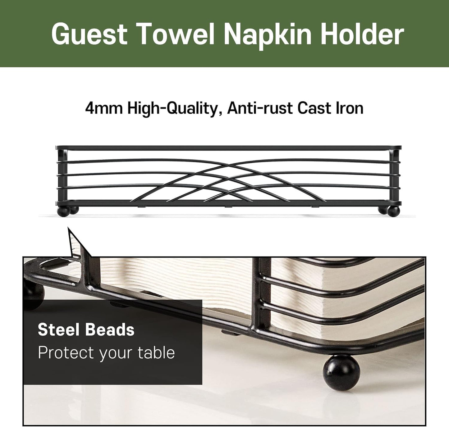 Black Tray / C - Black Napkin Holder for Bathroom / Guest Towel Holder