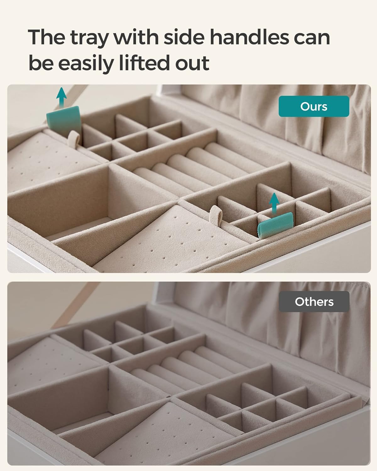 Jewelry Organizer / Removable Jewelry Tray / White