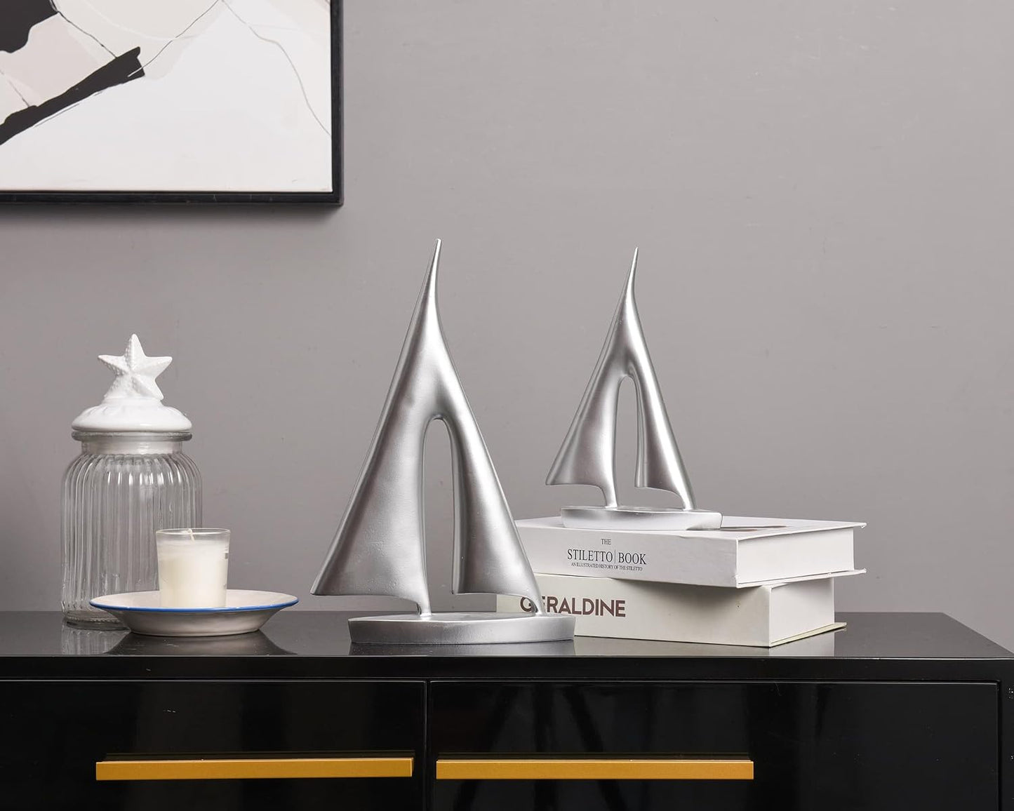 Boat Decorations Statue Decor / Silver