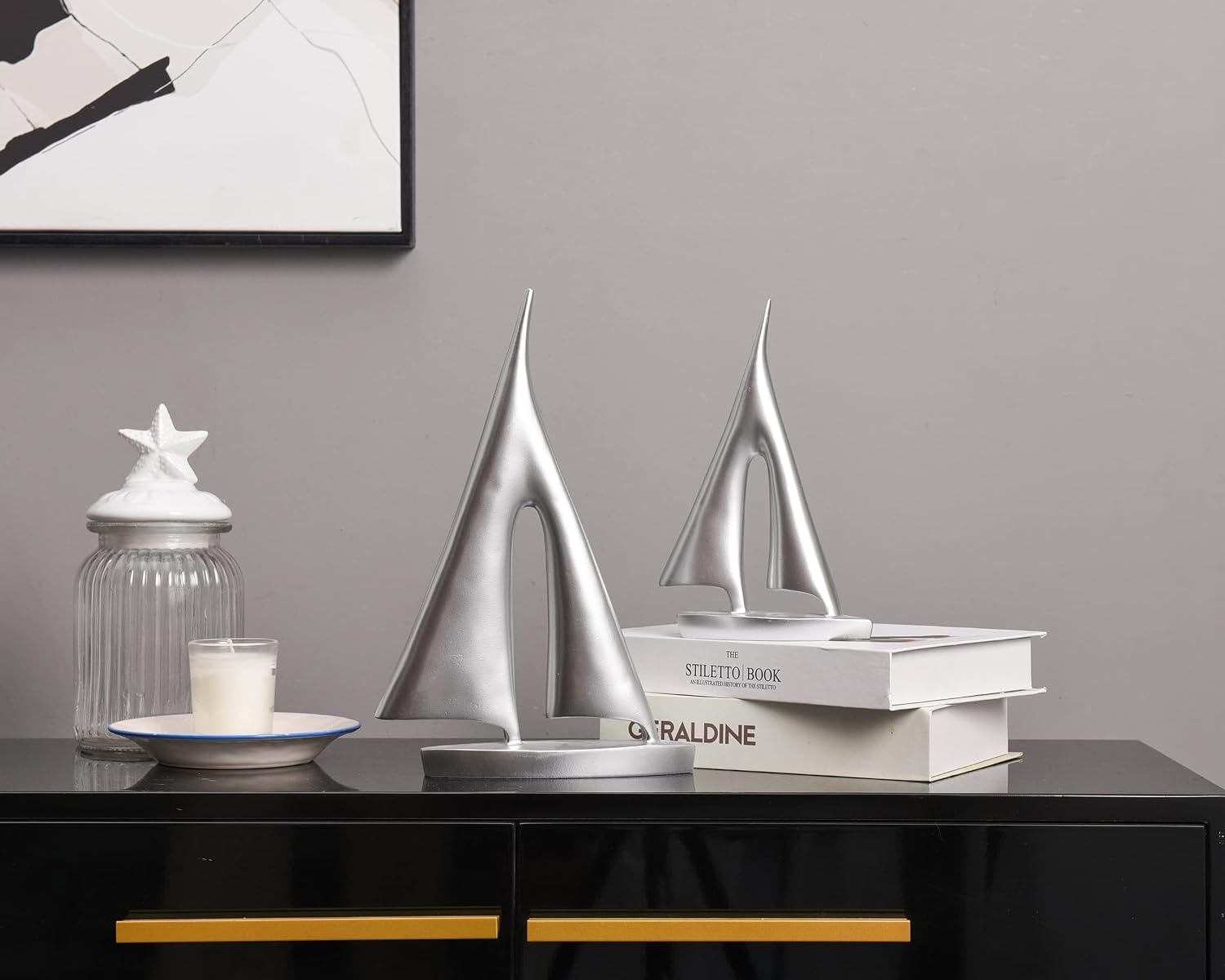 Boat Decorations Statue Decor / Silver