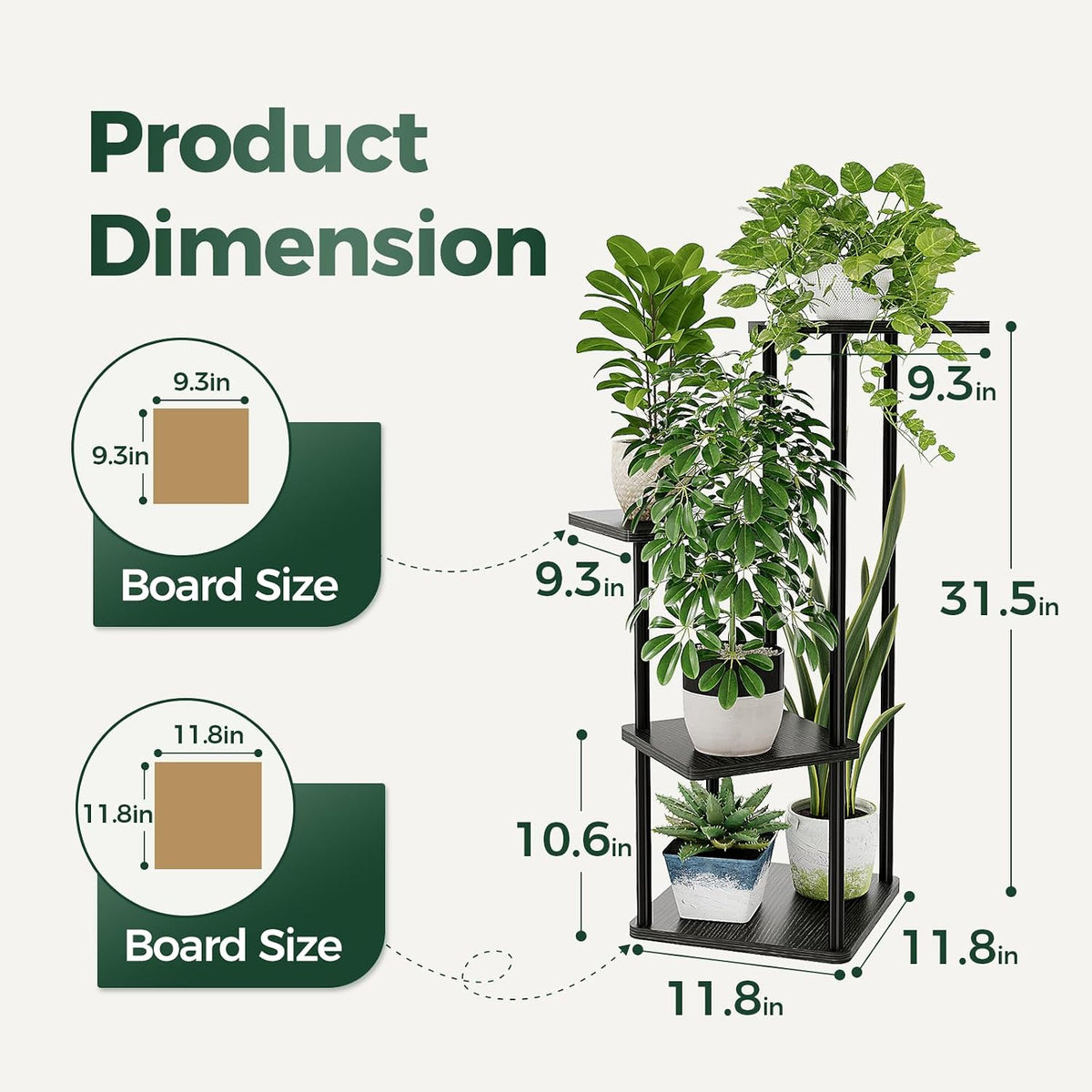 Bamworld Small Plant Stand Indoor Corner Metal Plant Shelf | 4 Tier Flower Stand for Patio Garden Balcony Living Room
