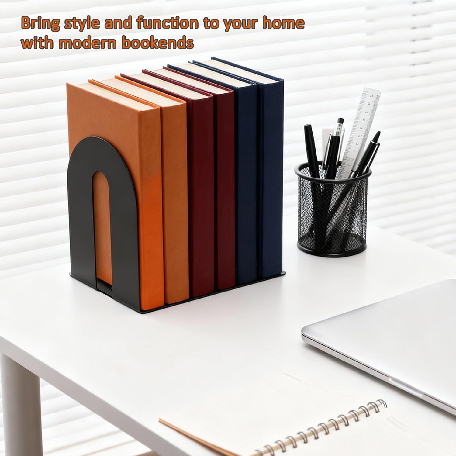 Metal Book Ends / Roubd / Black / Set of 6