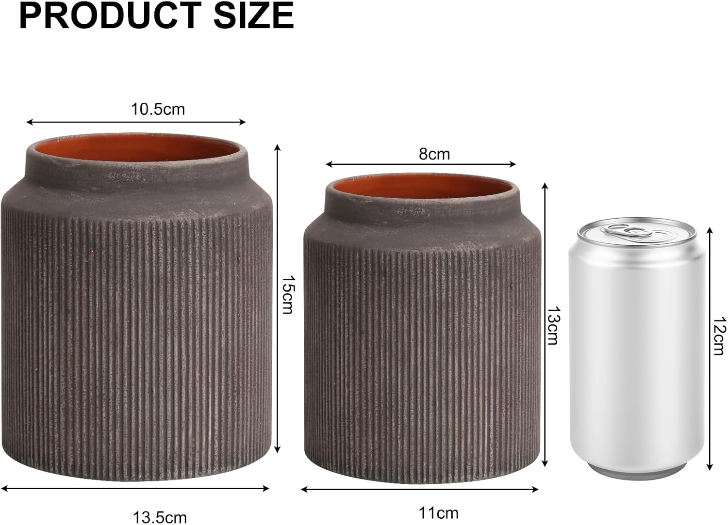 Rustic Ceramic Vase / Brown / 5.9 Inch / Set of 2