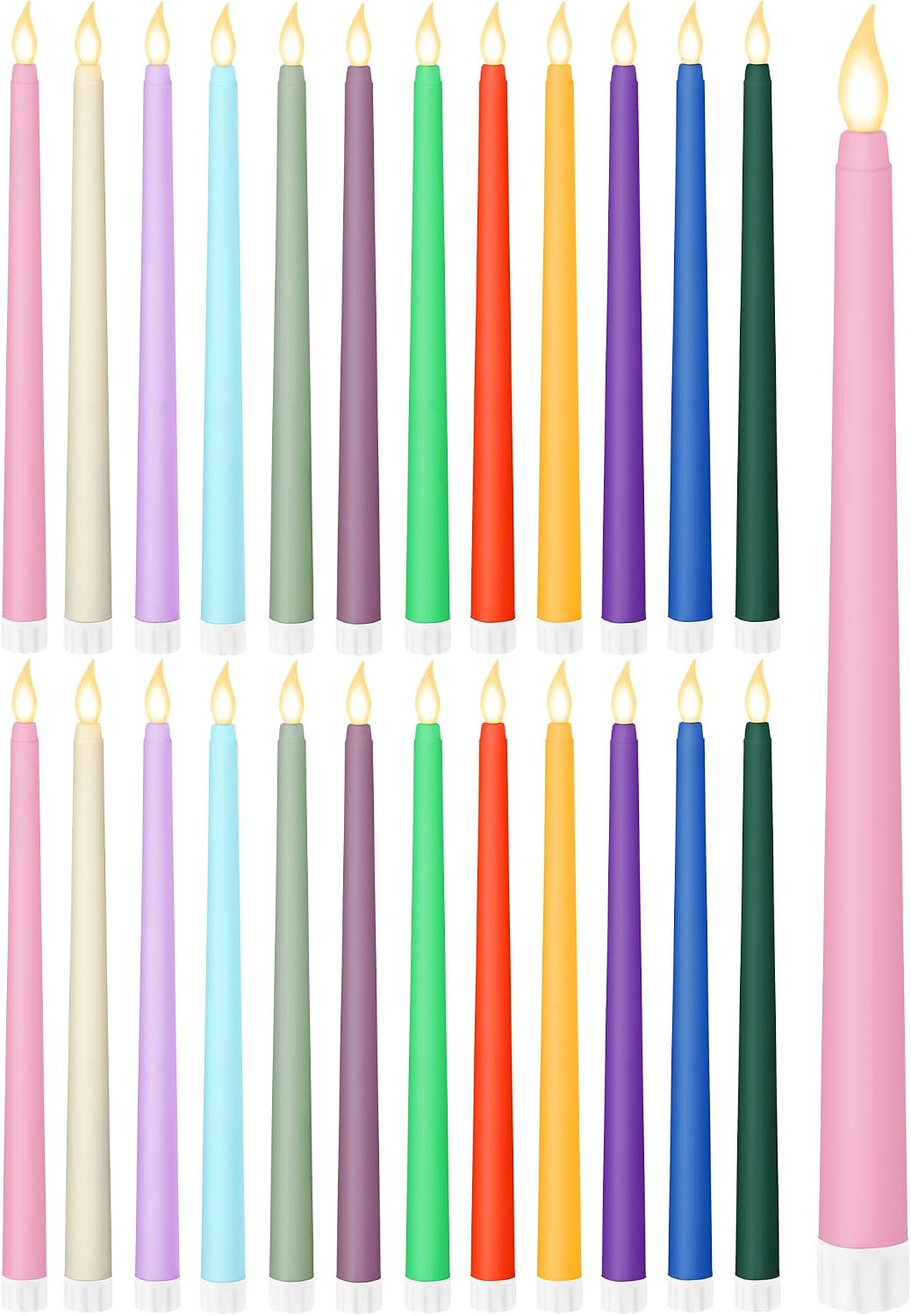 Treela Battery Operated LED Taper Candles,Basic,11 Inch,Pastel