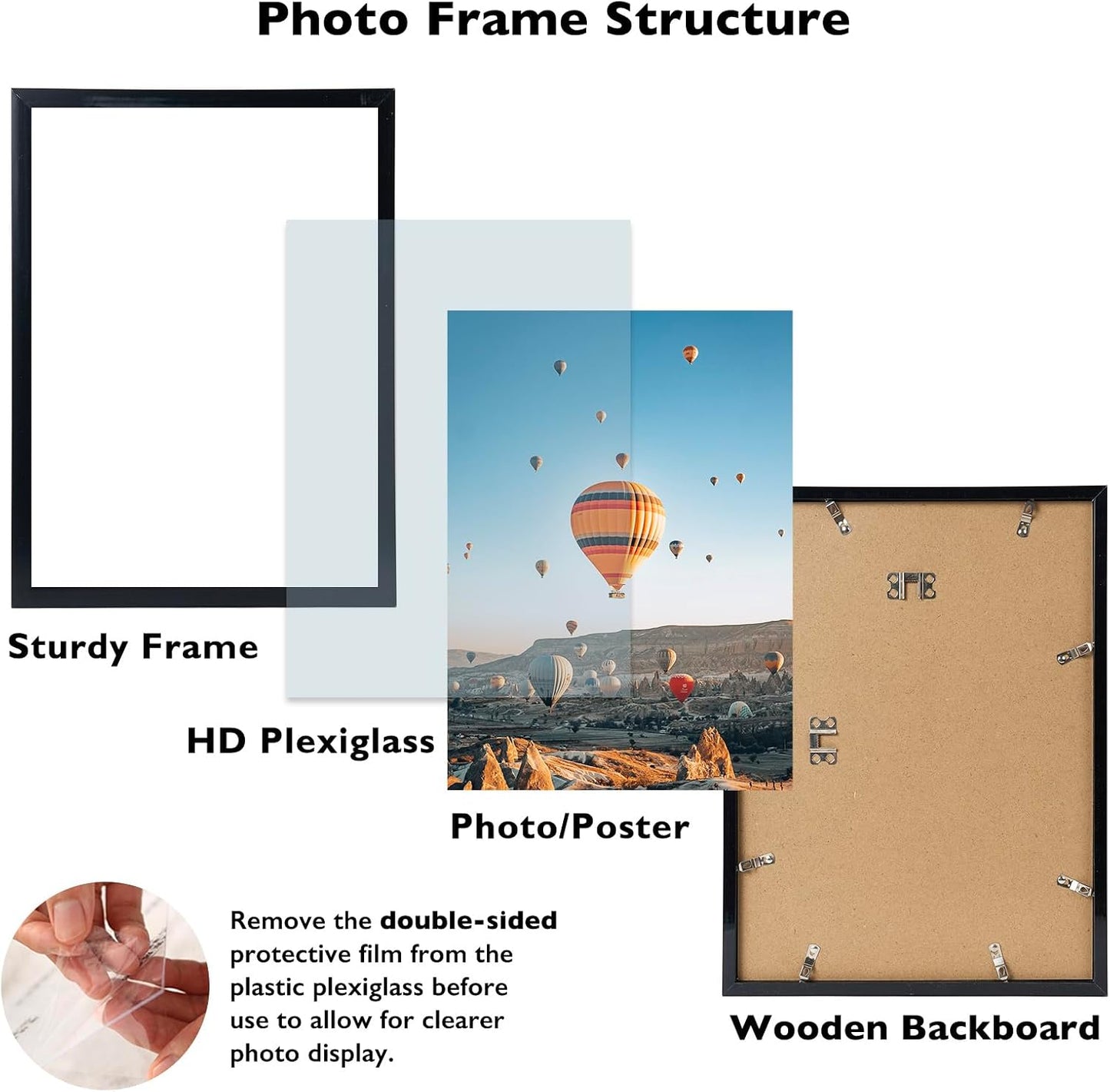 JCJMY 15x20 Picture Frame Set of 4 Black for Wall Hanging, Wall Mounting Horizontally or Vertically, 15 x 20 Wall