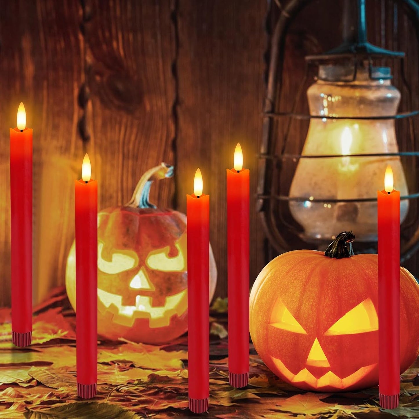 HINZER 6Pcs Flameless Taper Candles with Remote, Fall Wedding Home Decor | Battery Operated Candles Flickering 9.6 inch